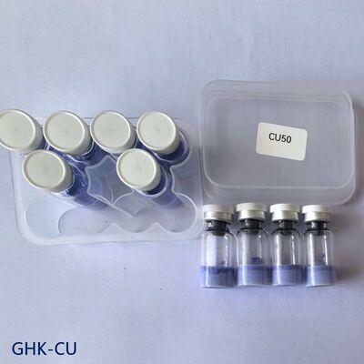 Poudre de peptide GHK-Cu de haute pureté pour la recherche en soins de la peau. Matériau brut tripeptide-1 de cuivre. Composé de peptide bleu stable.