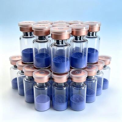 Poudre de peptide de cuivre GHK-Cu de haute pureté pour les cosmétiques de soins de la peau Tripeptide-1 de cuivre Ingrédient Matériau de peptide bleu Qualité de recherche stable